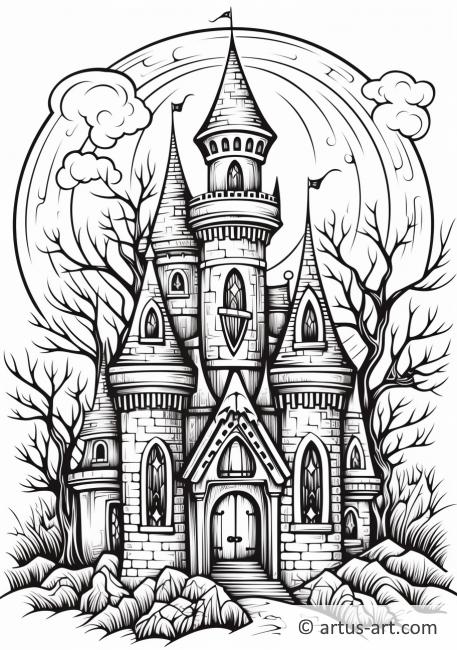 Spookachtig kasteel Kleurplaat